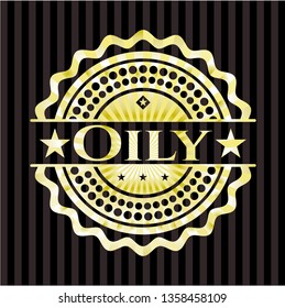 Oily golden badge or emblem