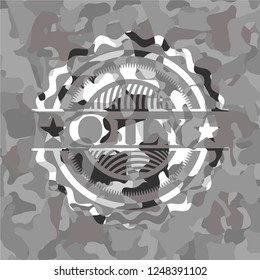 Oily grey camouflaged emblem
