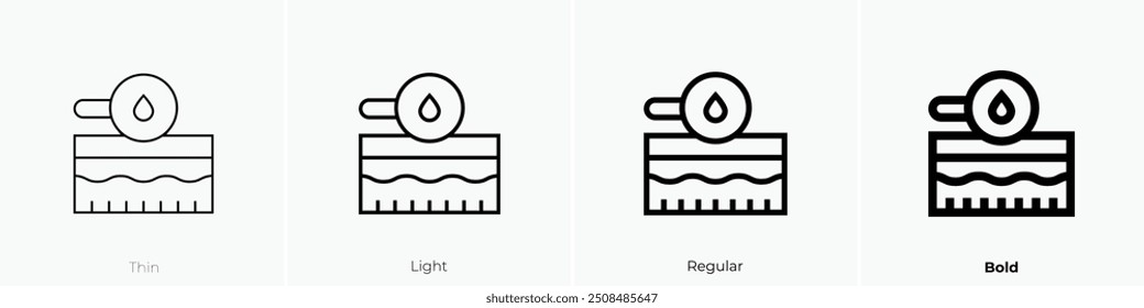 oily icon. Thin, Light Regular And Bold style design isolated on white background