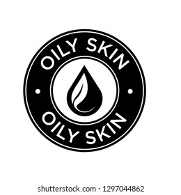 Oily skin icon. Label with skin type indicator for personal care products.