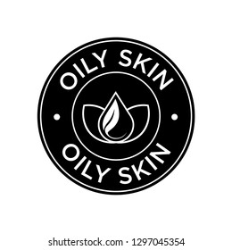 Oily Skin Icon. Label With Skin Type Indicator For Personal Care Products.