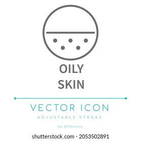 Oily Skin Line Icon. Skin Care Product Cosmetics Vector Symbol.