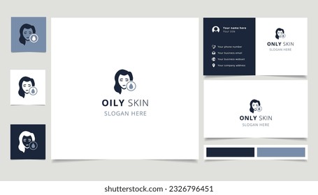 Oily skin logo design with editable slogan. Branding book and business card template.