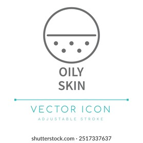 Oily skin type cosmetics line icon, skin care vector symbol, type of skin packaging logo