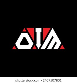 Logo-Design des OIM-Dreiecks mit Dreiecksform. Logo-Design-Monogramm des OIM-Dreiecks OIM Dreieck-Vektorlogo-Vorlage mit roter Farbe. Das dreieckige Logo des OIM schlicht, elegant und luxuriös.