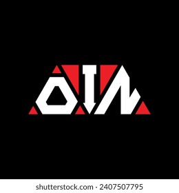 OIN triangle letter logo design with triangle shape. OIN triangle logo design monogram. OIN triangle vector logo template with red color. OIN triangular logo Simple, Elegant, and Luxurious design.