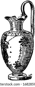 Oinochoe is a Wine-jug, it is a Greek Vases, vintage line drawing or engraving.