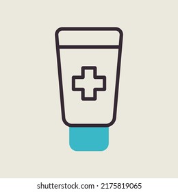 Ointment Cream Tube Medicine Vector Icon. Medicine And Medical Support Sign. Graph Symbol For Medical Web Site And Apps Design, Logo, App, UI