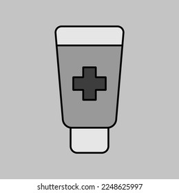 Ointment cream tube medicine vector grayscale icon. Medicine and medical support sign. Graph symbol for medical web site and apps design, logo, app, UI