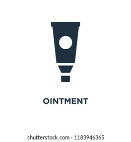 Ointment icon. Black filled vector illustration. Ointment symbol on white background. Can be used in web and mobile.