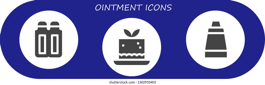  ointment icon set. 3 filled ointment icons.  Simple modern icons about  - Suppositories, Mousse, Ointment