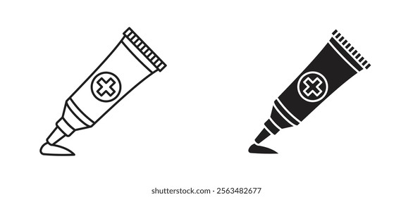 Ointment icons in outline and fill. vector illustration for ui.