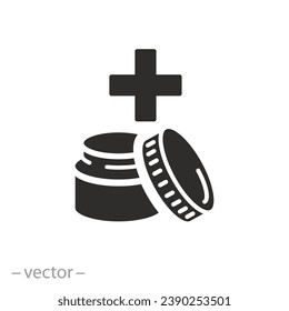 ointment jar with cross icon, healing cosmetic cream, healing medicinal product, flat symbol - vector illustration