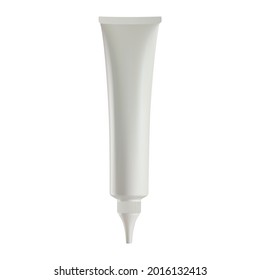 Ointment tube. Glue packaging, cyanoacrylate gel mockup. Small cosmetics squeeze tube, eye moisturizer product, realistic matte pack