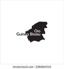 Oio Guinea Bissau map and black letter design on white background