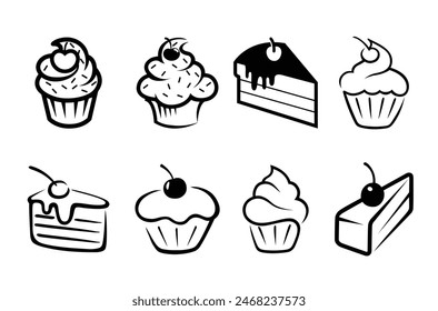 Oiriginal Vector Muffins cake collection logo vector icon symbol design illustration (Vector Art Not AI Content)
