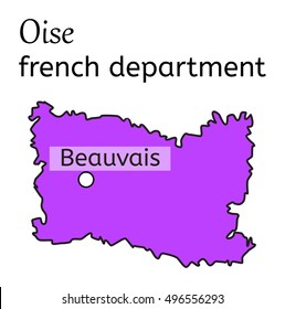 Oise french department map on white