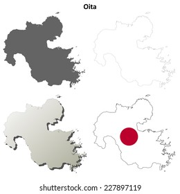 Oita blank outline map set