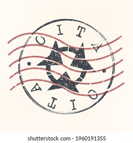 Oita, Japan Stamp Postal. Silhouette Seal. Flag Passport Round Design. Vector Icon. Design Retro Travel. National Symbol.