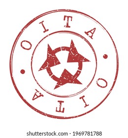 Oita, Japan Stamp Postal. Silhouette Seal. Flag Passport Round Design. Vector Icon. Design Retro Travel. National Symbol.