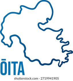 Prefectura de Oita simple mapa de bordes suaves