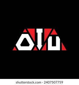 Diseño del logotipo de la letra triangular de la OIU con forma triangular. Monograma de diseño del logotipo del triángulo de la OIU. Plantilla de logotipo vectorial de triángulo de la OIU con color rojo. Logo triangular de la OIU Diseño sencillo, elegante y lujoso.