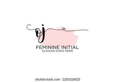 OJ beauty monogram and elegant logo design handwriting logo of initial signature, wedding, fashion, floral and botanical with creative template.