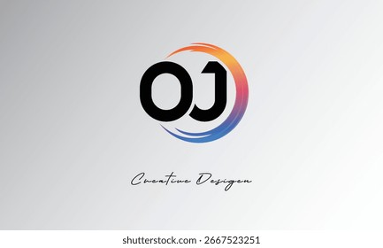 OJ Creative Letter Logo with Gradient Circle Swirl