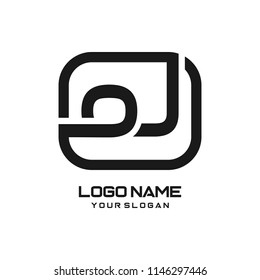 OJ initial box letter logo template vector