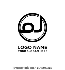 OJ initial circle logo template vector