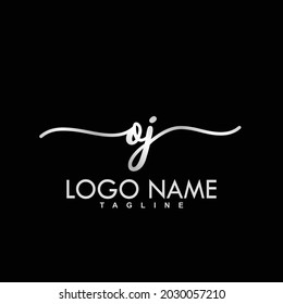 OJ Initial Handwriting Logo Design Vector