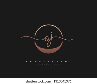OJ initial handwriting logo template vector