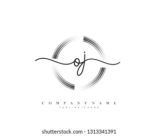 OJ initial handwriting logo template vector