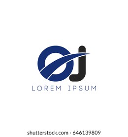 oj initial letter uppercase logo blue and black