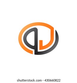 OJ initial letters looping linked ellipse logo orange black