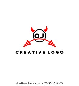 OJ initial monogram for fitnes or gym logo with devil style design