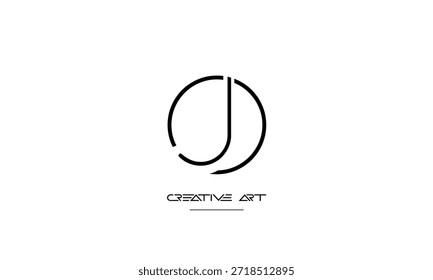 Monograma del logotipo de las letras abstractas de OJ, JO, O, J