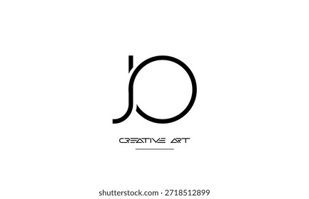 Monograma del logotipo de las letras abstractas de OJ, JO, O, J