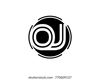 OJ letter logo round black
