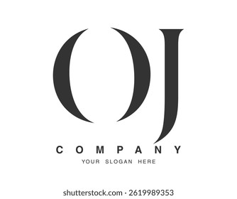 OJ logo design. Initial letter o and j serif font style. Creative classic company name typography. Trendy logotype or identity. Vector illustration.