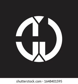 OJ Logo monogram with piece circle ribbon style