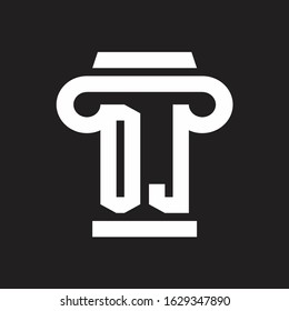 OJ Logo monogram with pillar style design template