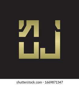 OJ Logo with squere shape design template with gold colors