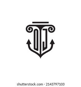 Logotipo del concepto de combinación de pilares y anclas del DO en diseño de alta calidad