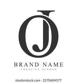 OJ trendy logotype template. Initial letter o and j classic font style. Creative logo for company name or identity. Vector illustration.