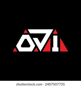 Diseño del logotipo de la letra del triángulo OJI con forma triangular. Monograma de diseño del logotipo del triángulo de OJI. Plantilla de logotipo vectorial del triángulo OJI con color rojo. Logo triangular de OJI Diseño sencillo, elegante y lujoso.