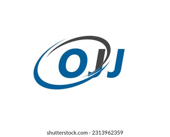 OJJ letter creative modern elegant swoosh logo design