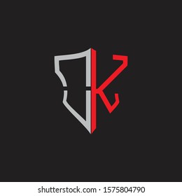 OK Abstract logo monogram with shield elements isolated on black background