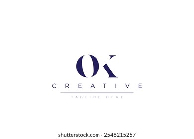 OK abstract minimalist letters Logo Monogram. It is a minimalist logo, this logo is made by combining two letters