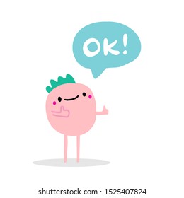 Ok agreement hand drawn vector illustration in cartoon comic style speech bubble pastel colors